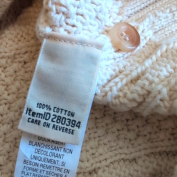 Vintage Women's L.L. Bean 100% Cotton Crewneck Cable Knit Sweater Cream Size S - Picture 8 of 8
